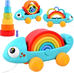 Vaivorykštinis chameleonas Montessori dėlionė nuo 18 mėn.