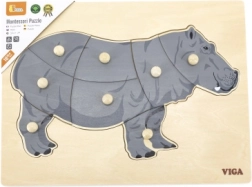 Medinė Montessori dėlionė–įdėklas – begemotas VIGA