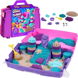 Kinetic Sand undinėlės rūmų rinkinys – nešiojama blizgaus smėlio ir priedų rinkinys, 934 g