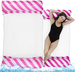 Pripučiama vandens hamako tinklinė sėdynė balta–rožinė 120×70 cm