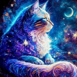 Deimantinis dažymas Kosminė katė 30x40 cm