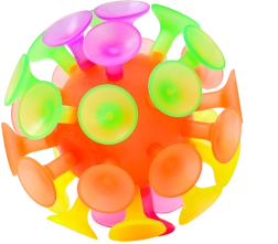 Sporto kamuoliukas su siurbtukais ir šviesa, 10 cm