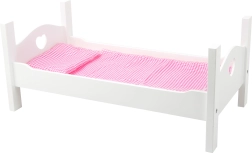 Wooden Doll Cradle with White Hearts