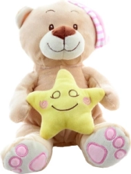 Pliušinis meškiukas su žvaigždute, rožinis 23 cm