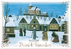 Kalėdinis sveikinimas su vainikėlio motyvu