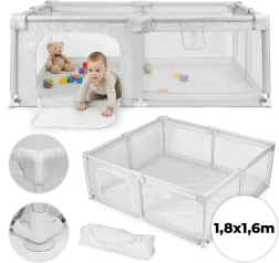 Vaikiška maniežas 180 × 160 cm pilkas su kelioniniu krepšiu ECOTOYS