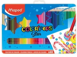 Trikampiai spalvoti pieštukai Maped Color'Peps 48 vnt. metalinėje dėžutėje