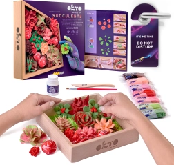OKTO Passion Art Modeling Set with Succulents in a Wooden Frame 21 × 21 cm