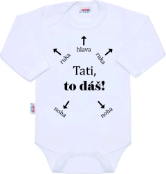 Medvilninis smėlinukas su spauda New Baby „Tėti, tu tai padarysi!“ ilgomis rankovėmis