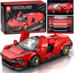 Techninės statybinės kaladėlės – futuristinis raudonas superautomobilis su į viršų atveriamomis durelėmis, 275 detalės