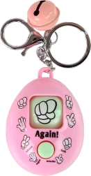 Rožinė raktų pakabukas su žaidimu akmuo, popierius, žirklės