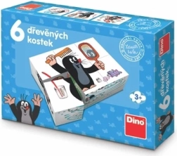 Dino medinės paveikslėlių kaladėlės KURMELIS 6 vnt.