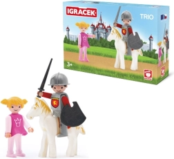 Žaisliukas trio: princesė, riteris ir baltas arklys