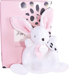 Doudou rožinis mini zuikutis 17 cm, dovanų dėžutė