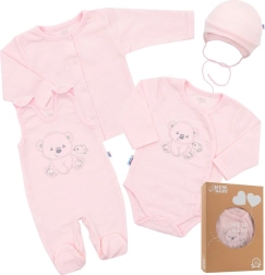 Kūdikių rinkinys į gimdymo namus New Baby Sweet Bear rožinis 62 (3–6 mėn.)