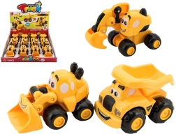 Plastikinis statybinis automobiliukas patiems mažiausiems, 9 cm, 3 rūšys, laisva eiga,