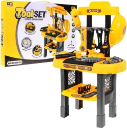 Didelis vaikų darbastalis su įrankiais ir krumpliaračiais, 23 dalys (3+)