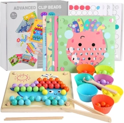 Montesorio mozaika su mediniais rutuliukais – edukacinė dėlionė