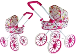 Doll Pram Pink with Flowers