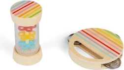Bigjigs Toys mini rinkinys: lietaus lazdelė ir tamburinas