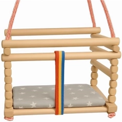 Vaikiškos buko medienos sūpynės BABY MIX, natūralios, su pagalvėle