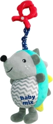 Plush hedgehog with sound and clip BABY MIX, blue-gray