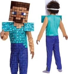 Vaikiškas „Minecraft“ personažo Steve kostiumas 127–136 cm (7–8 m.)