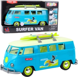 Surfer van – šviečiantis ir garsinis mikroautobusas su nuimama banglente, turkio spalvos