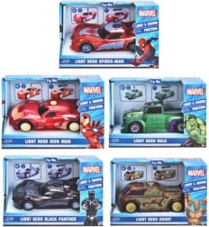 Važinėjantis MARVEL automobiliukas 1:32 su šviesa ir garsu, modelių mišinys