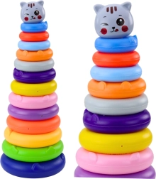 Spalvotas bokštas su žiedais ir kate