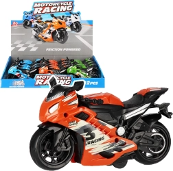 Spalvingas lenktyninis motociklas – žaislas vaikams, 14 cm
