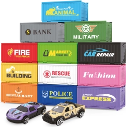 Konteinerių miestas su 6 konteineriais