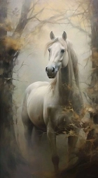 Deimantinė mozaika „Baltasis arklys rūke“ 30 × 40 cm