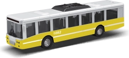 Miesto autobusas su inerciniu mechanizmu 16 cm – geltonas