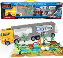 Woopie dinozaurų transporteris 2in1 su rinkiniu ir žaidimo kilimėliu
