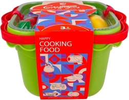 Basket with cutting fruit and vegetables, set for kids