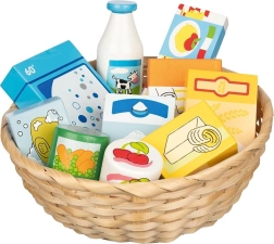 Medinis pirkinių krepšelis su maisto produktais vaikams