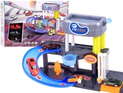 Dviaukštė vaikų automobilių plovykla su tekančiu vandeniu, liftu ir efektais