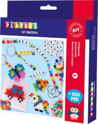 Lyginamosios karoliukų rinkinys PLAYBOX – karoliukai, apyrankės ir pakabukai, 1550 vnt.