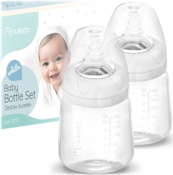 PP kūdikių buteliukų rinkinys 180 ml (2 vnt.) NUKIDO su silikoniniu dinaminiu žinduku