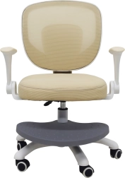Beige children's swivel desk chair with adjustable footrest
