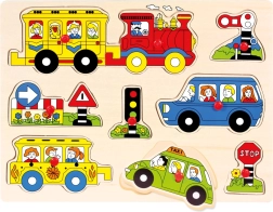 Bino medinis įdėklinis dėlionės rinkinys „Transportas“