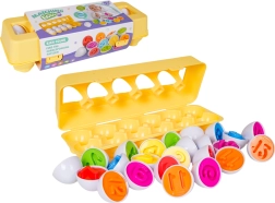 Openable eggs with numbers 1–12 in a carton