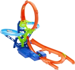 Hot Wheels Stunt Tracks susidūrimas ore – lenktynių trasa su kilpa ir greitintuvu