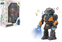 Plastikinis vaikščiojantis robotas su šviesomis ir garsais, 22 cm
