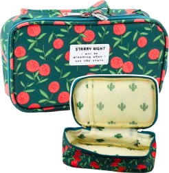 School Pencil Case with Pocket Cherry Green