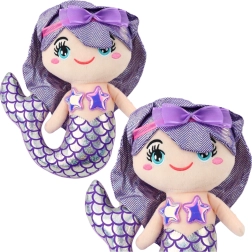 Pliušinė undinėlė su holografine uodega, violetinė, 25 cm