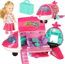 Rožinis 2 viename lėktuvas lėlėms su priedais