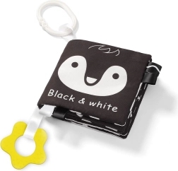 Sensorinė medžiaginė knygelė BLACK & WHITE su kramtuku ir žiedu