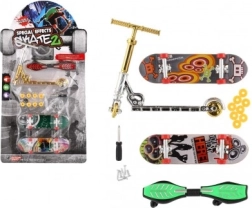 Pirštinių riedlenčių ir paspirtuko rinkinys su prisukamais priedais